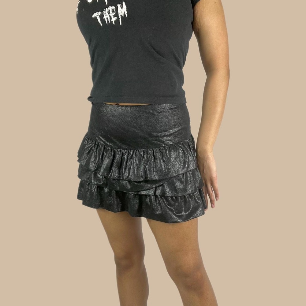 Bisou Bisou Black Ruffled Mini Skirt